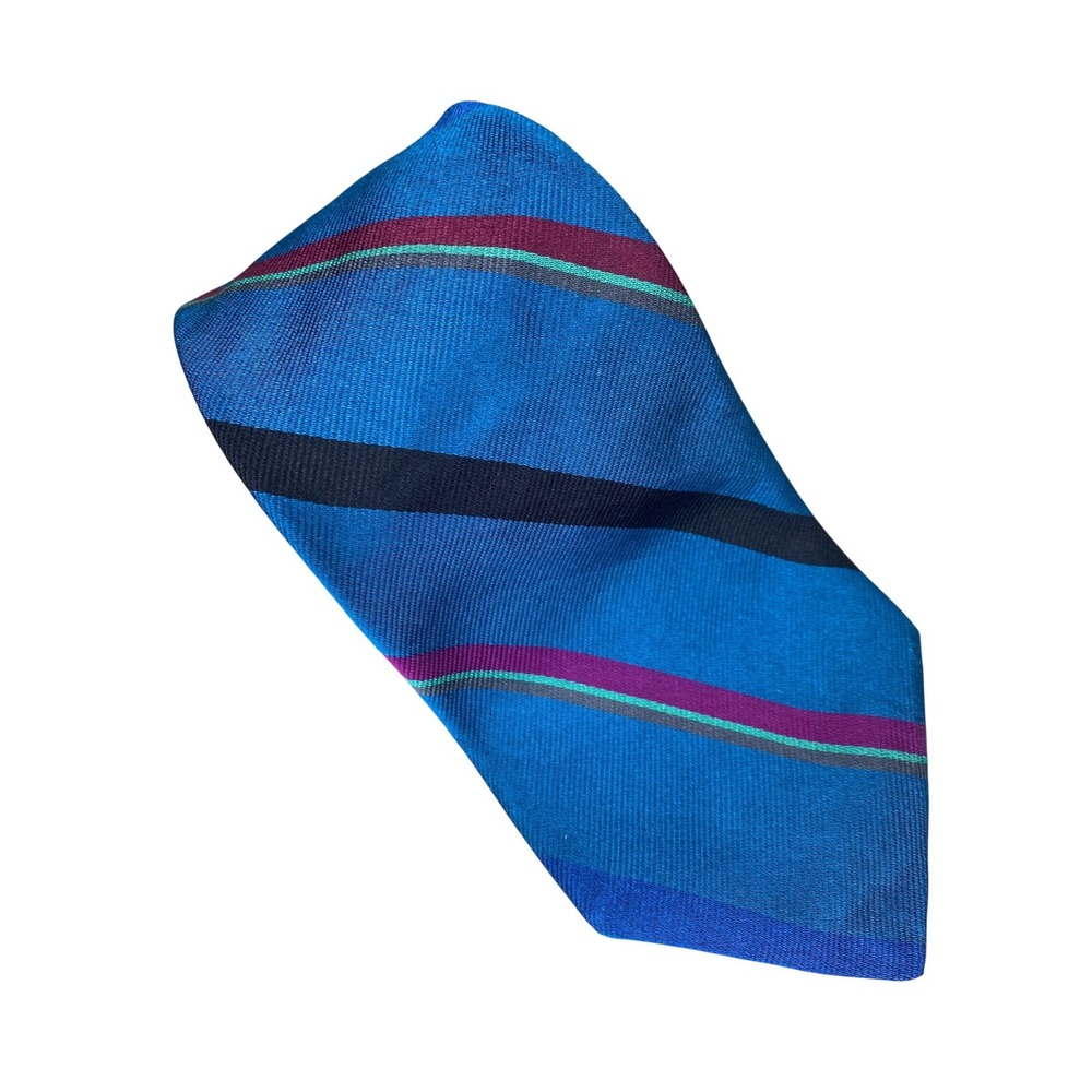 Guy Laroche‎ Mens Tie Blue Striped Repp Silk Stripes Business Formal 56x3.5